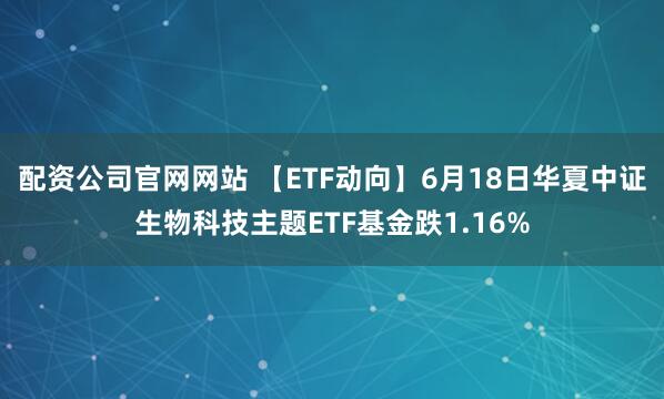 配资公司官网网站 【ETF动向】6月18日华夏中证生物科技主题ETF基金跌1.16%